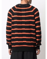 schwarzer horizontal gestreifter Pullover mit einem Rundhalsausschnitt von Moschino