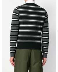 schwarzer horizontal gestreifter Pullover mit einem Rundhalsausschnitt von JW Anderson