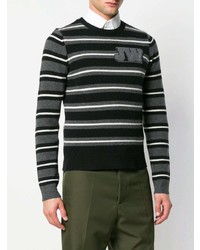 schwarzer horizontal gestreifter Pullover mit einem Rundhalsausschnitt von JW Anderson