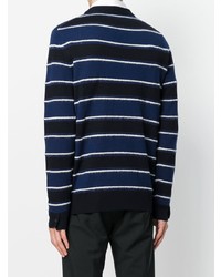 schwarzer horizontal gestreifter Pullover mit einem Rundhalsausschnitt von Salvatore Ferragamo