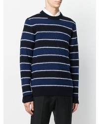 schwarzer horizontal gestreifter Pullover mit einem Rundhalsausschnitt von Salvatore Ferragamo