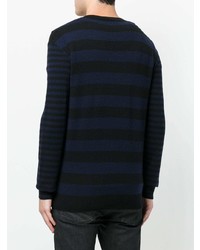 schwarzer horizontal gestreifter Pullover mit einem Rundhalsausschnitt von McQ Alexander McQueen