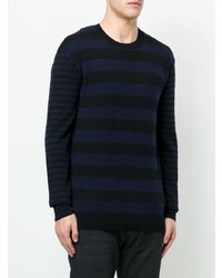 schwarzer horizontal gestreifter Pullover mit einem Rundhalsausschnitt von McQ Alexander McQueen