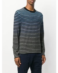 schwarzer horizontal gestreifter Pullover mit einem Rundhalsausschnitt von Ps By Paul Smith