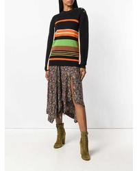 schwarzer horizontal gestreifter Pullover mit einem Rundhalsausschnitt von JW Anderson