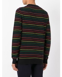 schwarzer horizontal gestreifter Pullover mit einem Rundhalsausschnitt von Ps By Paul Smith