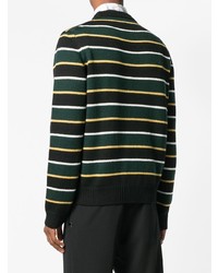 schwarzer horizontal gestreifter Pullover mit einem Rundhalsausschnitt von Prada