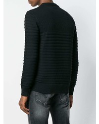 schwarzer horizontal gestreifter Pullover mit einem Rundhalsausschnitt von Dondup