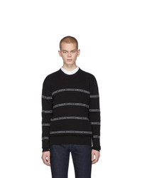 schwarzer horizontal gestreifter Pullover mit einem Rundhalsausschnitt von Versace