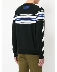 schwarzer horizontal gestreifter Pullover mit einem Rundhalsausschnitt von MSGM