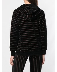 schwarzer horizontal gestreifter Pullover mit einer Kapuze von Sonia Rykiel
