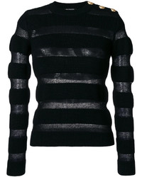 schwarzer horizontal gestreifter Pullover von Balmain
