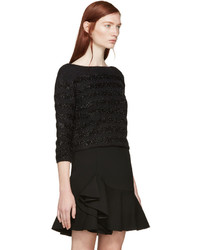 schwarzer horizontal gestreifter Pullover von Saint Laurent