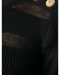 schwarzer horizontal gestreifter Pullover von Balmain