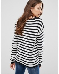 schwarzer horizontal gestreifter Pullover von Blend She