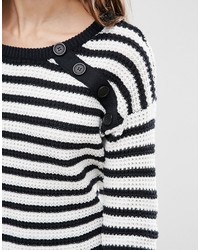 schwarzer horizontal gestreifter Pullover von Blend She