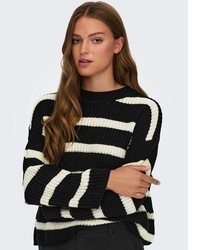 schwarzer horizontal gestreifter Pullover von Jdy