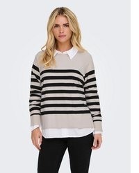 schwarzer horizontal gestreifter Pullover von Only