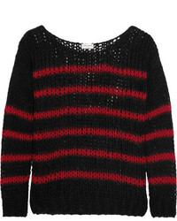 schwarzer horizontal gestreifter Pullover von Saint Laurent
