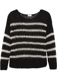 schwarzer horizontal gestreifter Wollpullover von Saint Laurent
