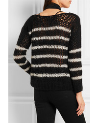 schwarzer horizontal gestreifter Wollpullover von Saint Laurent