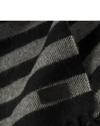 schwarzer horizontal gestreifter Wollschal von Saint Laurent