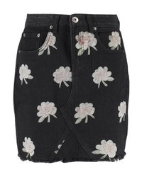 schwarzer Jeans Bleistiftrock mit Blumenmuster von Liquor N Poker Tall