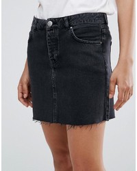 schwarzer Jeans Minirock