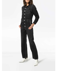 schwarzer Jumpsuit aus Jeans von Ganni