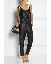 schwarzer Jumpsuit aus Leder von R 13