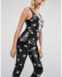 schwarzer Jumpsuit aus Pailletten von Jaded London