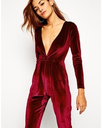 schwarzer Jumpsuit aus Samt von Asos