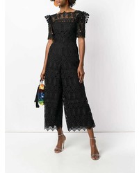 schwarzer Jumpsuit aus Spitze mit Rüschen von Temperley London