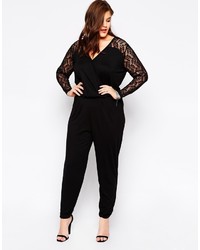 schwarzer Jumpsuit aus Spitze von Asos