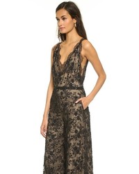 schwarzer Jumpsuit aus Spitze von Marchesa