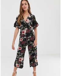 schwarzer Jumpsuit mit Blumenmuster von AX Paris