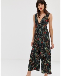 schwarzer Jumpsuit mit Blumenmuster von NEON ROSE