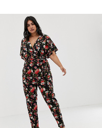 schwarzer Jumpsuit mit Blumenmuster von Pink Clove