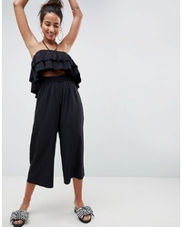 schwarzer Jumpsuit mit Rüschen von ASOS DESIGN