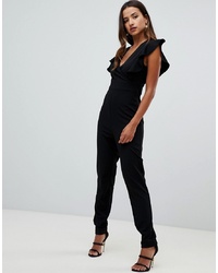 schwarzer Jumpsuit mit Rüschen von Girl In Mind