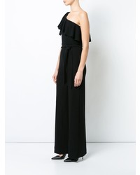 schwarzer Jumpsuit mit Rüschen von Josie Natori