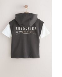 schwarzer Kurzarmpullover mit einem Kapuze von next