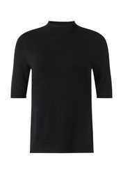 schwarzer Kurzarmpullover von Comma