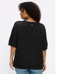 schwarzer Kurzarmpullover von Sheego
