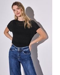schwarzer Kurzarmpullover von STREET ONE
