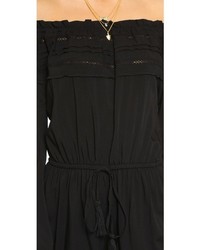 schwarzer kurzer Jumpsuit aus Häkel