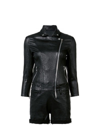 schwarzer kurzer Jumpsuit aus Leder von RtA