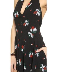 schwarzer kurzer Jumpsuit mit Blumenmuster von Free People