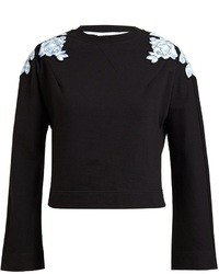 schwarzer kurzer Pullover mit Blumenmuster von Carven