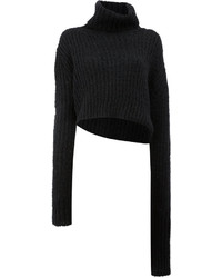 schwarzer kurzer Pullover von Ann Demeulemeester